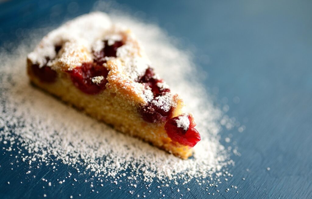 cakes, cherrycake, to bake, food, cherries, kitchen, fruit, sugar, baked, flour, cute, stone fruit, meal, bake a cake, nourishment, powdered sugar